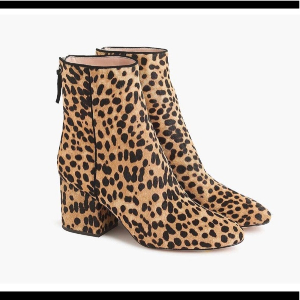 J Crew Sadie ankle boots leopard calf hair